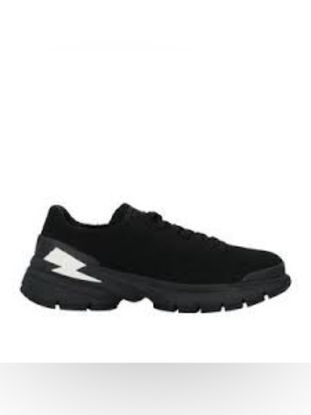 928. NIB Neil Barrett Black Sneakers with White Lightning Accent